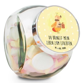 Mr. & Mrs. Panda Bonbonglas Glühwürmchen L 870ml - Geschenk, lustige Sprüche, Kaffeedose, Vorratsbehälter, Liebesbeweis, Tiere, Tiermotive, Leuchten,