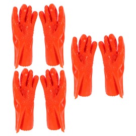 Operitacx 3 Paare Wasserdichte und verschleißfeste Handschuhe Winterarbeitshandschuhe für Herren Ölsichere Handschuhe strapazierfähige Reinigungshandschuhe PVC Orange