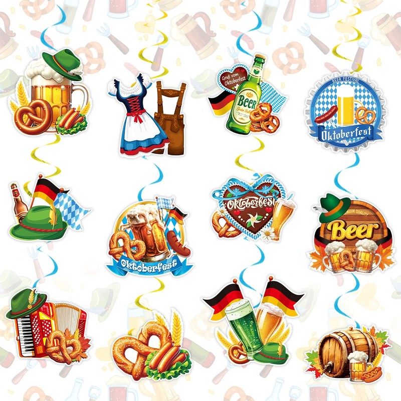 Oktoberfest Decoration Set, 24 Pieces Oktoberfest Decoration Party Hanging Swirl