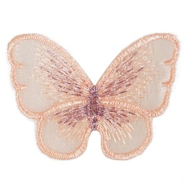 60 Pieces 3 Sizes Fairy Embroidery Butterfly Applique Sew on Tulle Butterfly Lace Patch for Wedding Veil Headband Dress Embellishment Jewelry Making (Orange)