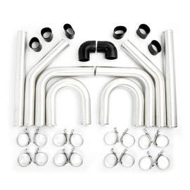 Unbranded Universal 2.5" 63mm Aluminum Turbo Intercooler Pipe Kit +Clamp+Brushed Hose