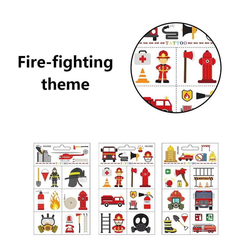 10 Pcs Fire Fake Tattoo Firefighter Temporary Tattoos Waterproof Firetruck