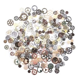 200 Gram Steampunk Gears Cogs Charms Pendant Clock Watch Wheel for Jewelry Making Supplies, Steampunk Accessories, Craft Projects, Assorted Designs and Sizes