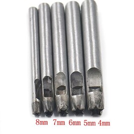Bluemoona 5 pcs - 4mm 5mm 6mm 7mm 8mm Hollow Hole Steel Round Punch Cutter Tool 4 Leather Belt Watch Band Gasket Five Star
