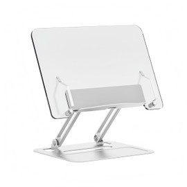 Huacuesy Book Holders for Reading Hands Free,Adjustable Height and Angle Book Stand, Acrylic Aluminum Alloy Book Stand for Reading Foldable Design and high Elastic Clip