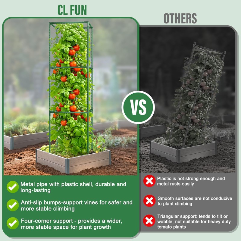 Square Tomato Cages for Garden: 3 Pack Heavy Duty Tomatoes