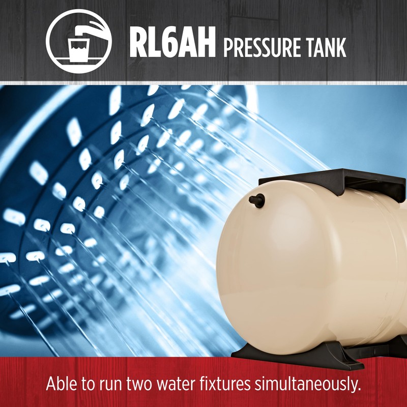 Red Lion RL6AH - 6-Gallon Horizontal Pre-Charged Pressure Tank with