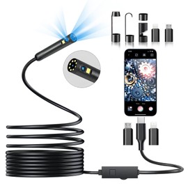 DPduct Dual Lens Endoscope Camera with Light, 7.9mm 1920P HD Snake Camera with 8+1 Lights, IP67 Waterproof Borescope Inspection Camera with 16.5ft Semi-Rigid Cable