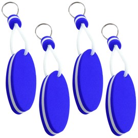 4pcs Boat Key Floating Keychain, Handy Floating Key Ring Blue Oval Shaped Foam Float Buoy Boat Key Chain for Boating Surfing Fishing Sailing Kayak Outdoor Water Sport