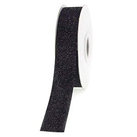 Homeford Firefly Imports Glitter Ribbon Wrapping, 7/8-Inch, 25 Yards, Black, 7/8"