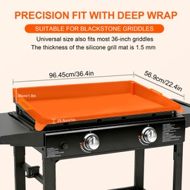 36" Silicone Griddle Mat for Blackstone Grill with Handle, Heavy Duty Grill Mat Cover, Non-Stick Rubber Cooking Mats for Griddle Top Protection, Grill Accessories