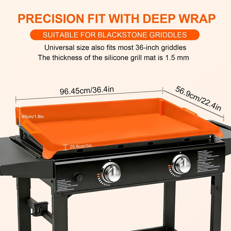 36" Silicone Griddle Mat for Blackstone Grill with Handle, Heavy