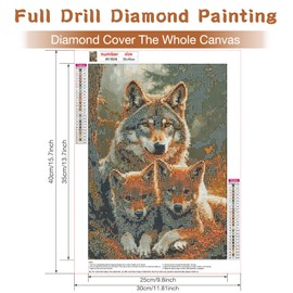 DOMROM Wolf Diamond Painting, Animal Diamond Painting for Adults and Children, Diamond Painting Set, Diamond Painting Kit, Diamond Art, Adults for Home, Wall Decor, 30 x 40 cm