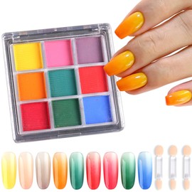 Fcozpjk 9 Colors Neon Pigment Powder for Nails, Fluorescent Pigment Set, Summer Nail Art, Neon Yellow Orange Color Nail Dust Phosphor Pigment, Ombre Nail Design Solid Pigment Nail Rubbing Dust