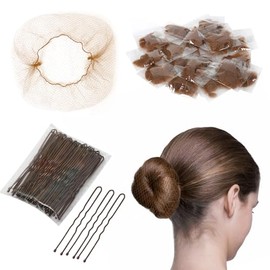 40Pcs Red para Cabello+50 Horquillas Invisibles,Red de Pelo Tejida Elástica y Suave con Horquillas para Mujeres, Gorros Malla Cofias Desechables, Ajustable para Ballet,Cocina (Grown)