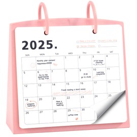BIBIAGE Simple Style Desk Calendar 2025-2026, 2 Years Stand Up Desk Calendar from Jan 2025 - Dec 2026 with Standing Flip Desktop Calendar for Home Office School,Powder Pink