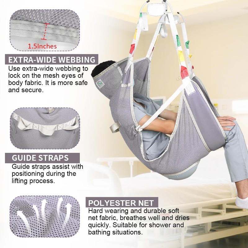 Patient Lift Sling for Elderly & Disabled-500-lb Capacity,Transfer Sling for