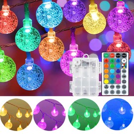 Mocalido 20ft Battery Operated Globe String Lights Color Changing, 40 LEDs Hanging Lights Outdoor Indoor Waterproof with Remote, Colored Twinkle Lights for Camping Tent Decor