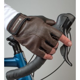 AERO|TECH|DESIGNS | Vintage Leather Gel Padded Palm Fingerless Gloves | X-Small | Brown