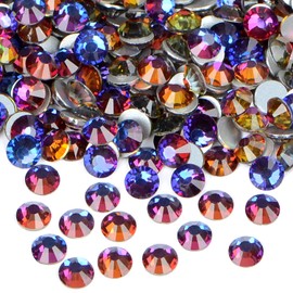 2880PCS Art Nail Rhinestones non Hotfix Glue Fix Round Crystals Glass Flatback for DIY Jewelry Making with one Picking Pen (ss10 2880pcs, Blue Volcanic)