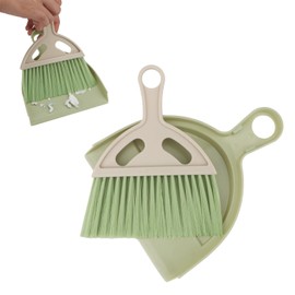 Brosay Mini Dustpan and Brush Set Portable Small Broom with Dust Pan Handheld Hangable Whisk Broom and Dust Pan for Home, Kitchen, Table, Office, Car 1 Pcs (Green)