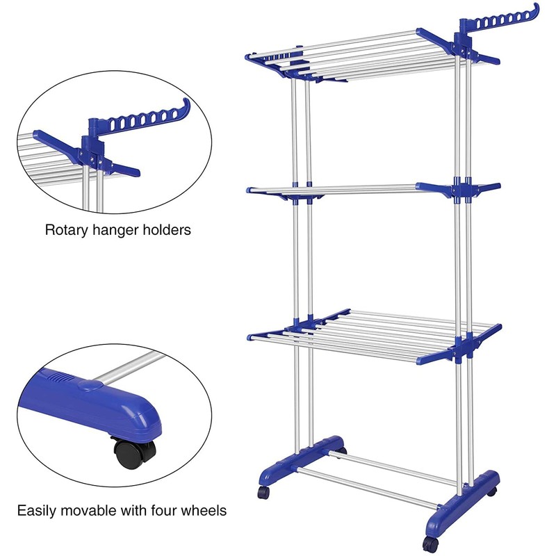 Bigzzia Clothes Drying Rack, Folding Stainless Steel Drying Rack Clothing