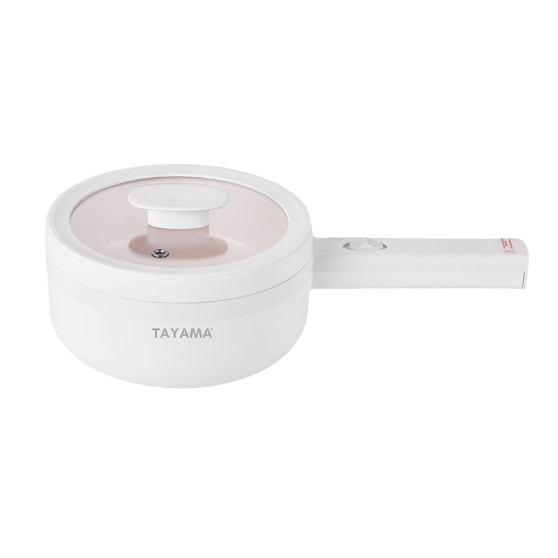 TAYAMA Multi-Function Electric Cooking Pot & Food Steamer 1.5L, White,