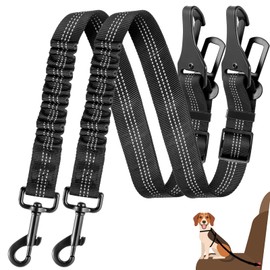 Cinturón de Seguridad para Perro 2 Unidades, 2en1 Arneses de Seguridad Universal Ajustables para Coche, Cinturón de Reflectante Amortiguador Antichoque Nailon, Flexibles y Duraderos para Perro Mascota