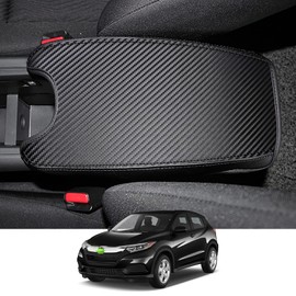 Autorder Center Console Cover for 2016-2020 2021 2022 Honda HR-V HRV Accessories Carbon Fiber Armrest Cover Anti-Scratch Middle Console Pad Leather Armrest Protector