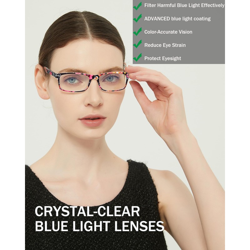 YTDBNS Reading Glasses for Women, Stylish Blue Light Blocking Readers,