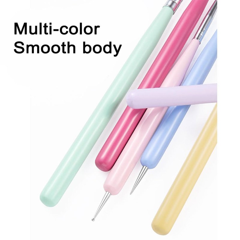 GEMBITYFUL Nail Art Brushes 6Pcs - Painting, Liner, Dotting Pens