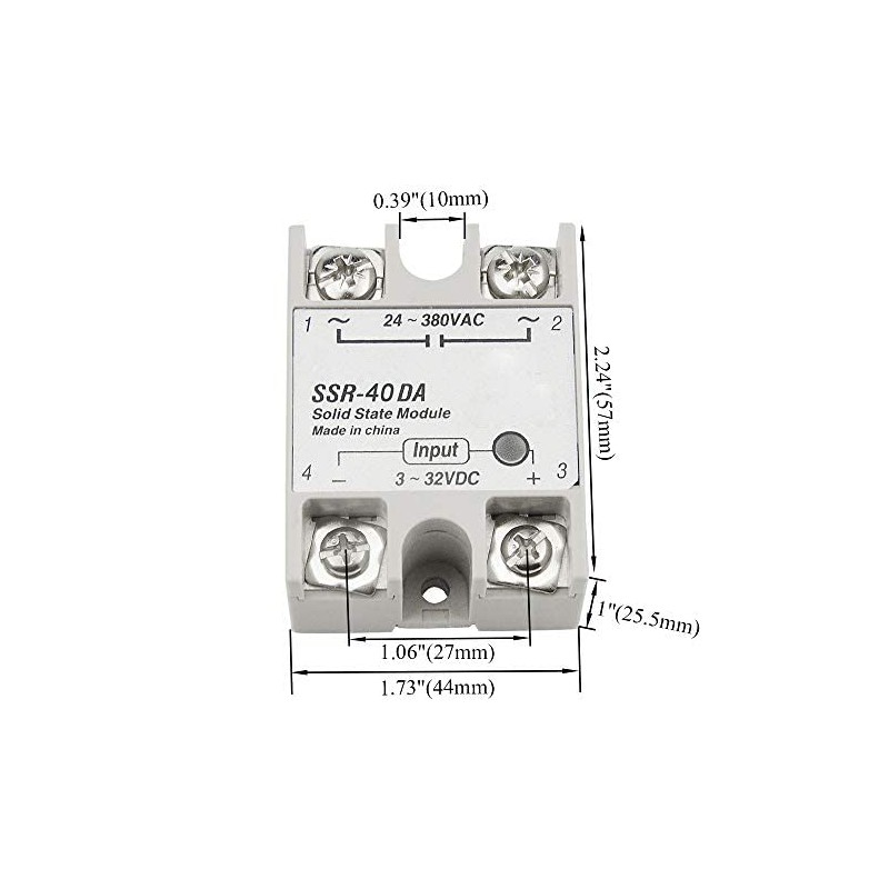 BGTXINGI Pack of 2 SSR-25DA 10DA 40DA Single-Phase DC Solid