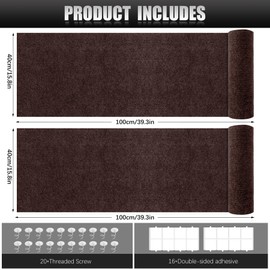 2PCS 39.4"x15.8" Self-Adhesive Cat Scratch Mats – Trimmable DIY Cat Scratcher Pads for Couch, Wall, Doors & Furniture Protection, Durable Anti-Scratch Cover for Cat Towers & Replacement Pads (Brown)