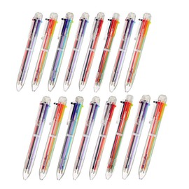 byou Multicolor Pens,Retractable Ballpoint Pens 16 packs 6 in 1 Transparent Pole Rollerball Multicolour Pens for Office School Supplies Students Children