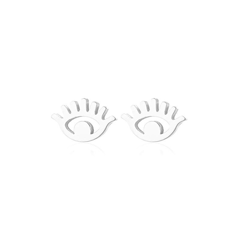Women Minimalist Rose Gold Silver Evil Eyes Stud Earrings High
