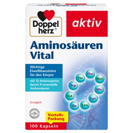 Doppelherz Vital Amino Acids - 12 Protein Building Blocks, Including All 9 Essential Amino Acids, for Athletes and Physically Active - 100 Capsules