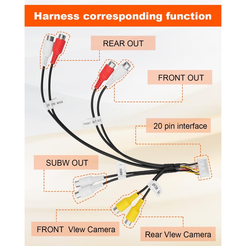 RCA Harness Cable Connector Adapter for Stereo Radio, Fits for