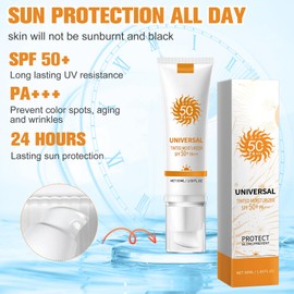 Tinted Sunscreen for Face SPF 50,Universal Protector Solar Con Color,Face Sunscreen Moisturizer,Hydrating Sun Essence Face Sunscreen Hydrating,No Sticky | Travel Size Sunscreen(2PCS)
