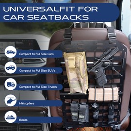 Pridefend Rigid Tactical Seat Back Organizer, Durable All-Steel Molle Seat Back Panel,Universal Car Seat back organizer with 4M Elastic Rope & 2M Tape for Vehicle Car Truck Modular Storage & Display