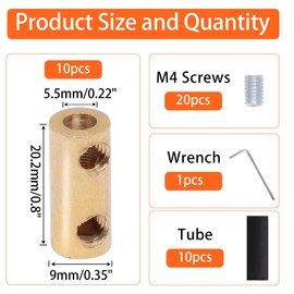 Sydien 10Pcs 6 Gauge Wire Connectors, 80Amp Quick Wiring Connection Terminal, Splicing Connectors Brass 6 awg Wire Connector Kit with 10 Pcs Heat Shrink Tubes, Screws, Wrench