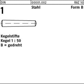 100 Kegelstifte DIN 1 Stahl Form B 2,5x14
