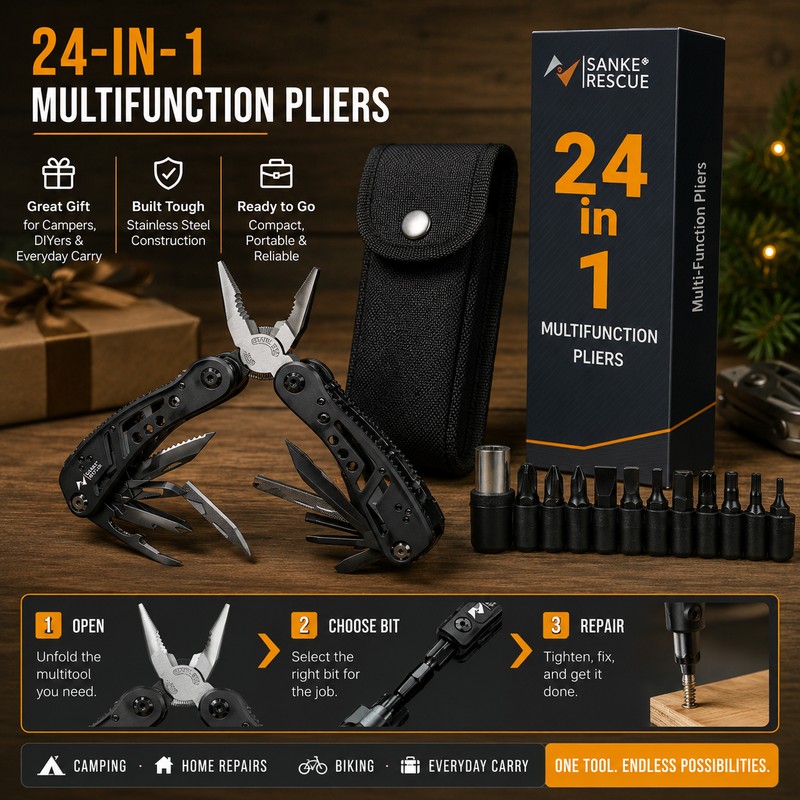 24-in-1 Multitool Pliers for Repairs – Stainless Steel EDC Tool