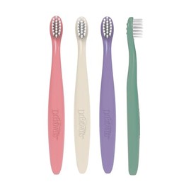 Dr. Brown's - Juego de cepillos de dientes manuales suaves y suaves para bebé, rosa, crudo y morado, verde oscuro, sin BPA, 0-3 años, paquete de 4