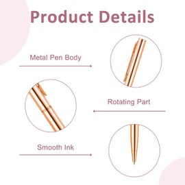 3 PCS Metal Ballpoint Pens, Rose Gold Pen, Metal Pen, Twist-Action, Slim Profile Pens with Black Ink, Ideal for Journaling, Office, and School, Fits Easily in Wallet or Pocket, Durable Gift Set
