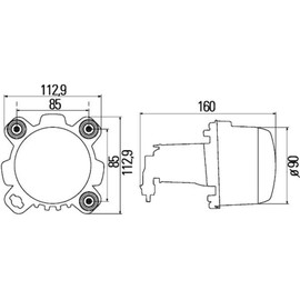 HELLA 1BL 247 042-001 DE/FF/Halogen-Headlight - 90mm Performance - 12V - Round - Fitting - Hardened diffusing lens/Clear diffusing lens - left/right