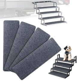 HOMEE RV Step Covers 4 Packs,RV Stair Cover 24"x 7.5",RV Camper Step Covers with Self Adhesive for RV Ladders Trailers Truck Campers Steps Treads,Non-Slip Outdoor RV Step Carpet