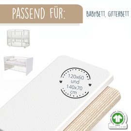 mimaDu - Set di 2 lenzuoli con angoli elasticizzati in cotone Oeko-Tex 70 x 140 cm anche per 120 x 60, 140 x 70 - Lenzuolo per culle ovali e quadrate, culle - Lenzuolo con angoli per lettini