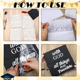 Dunzoom 8 Pcs Graduation Cap Topper Stickers 2025 Religious Grad Cap DIY Decorations Kit Adhesive Grad Hat Topper Saying Sticker for Class of 2025 Craft Gifts DIY Art Decorations(White)