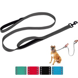 Aepeasti Dog Leash for Medium to Large Dogs with Two Padded Handles 5FT/6FT, Double Handle Dog Leash, Reflective Training Lead, Durable Traffic Leashes(5FT,Grey)