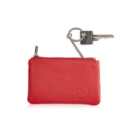 Josephine Osthoff Key Case Leather Women's Key Bag Coin Purse Key Case Key Ring Case Men's Mini with Credit Cards RFID Protection (973), red, Key case
